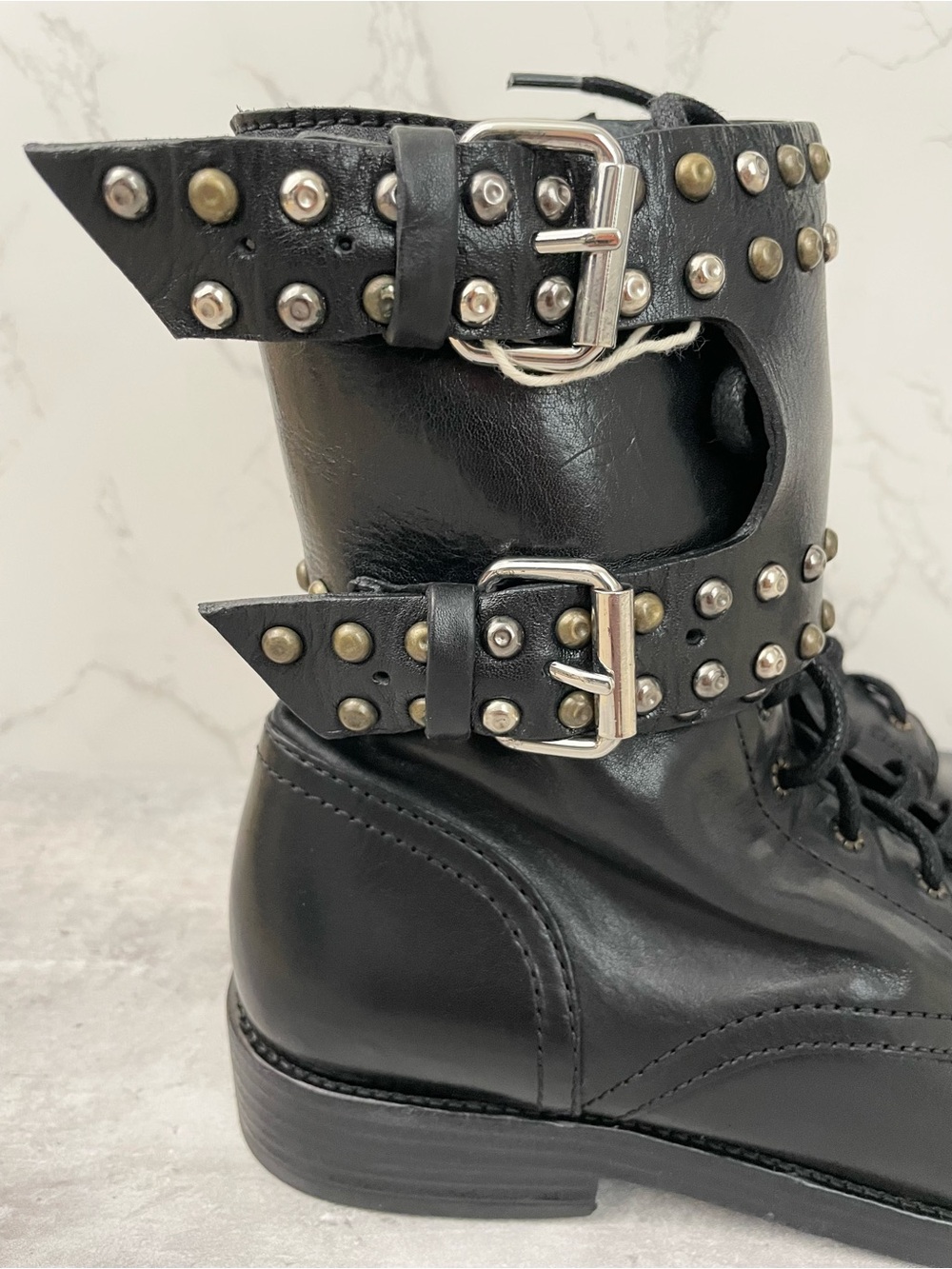 Isabel Marant Etoile Teylon Black Studded Leather Combat Boots US 9 EU 39 NIB - Picture 5 of 16
